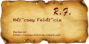 Récsey Felícia névjegykártya
